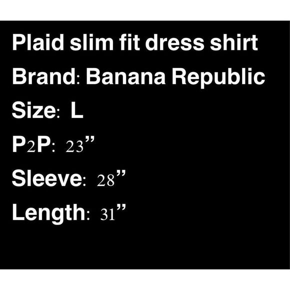 Plaid Banana Republic slim fit dress shirt- size L - Picture 7 of 7
